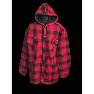 Dickies Hooded Work Jacket Black Red Plaid Men’s Size XL Extra Large